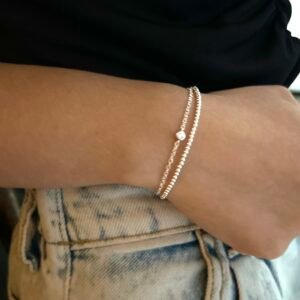 pulsera de plata doble con circonias