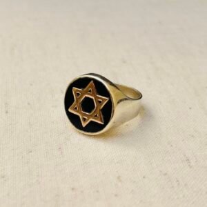 Anillo de plata y ónix, dije de oro 10k