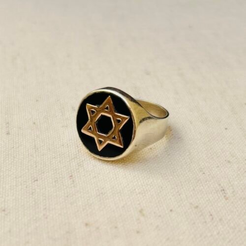 Anillo de plata y ónix, dije de oro 10k