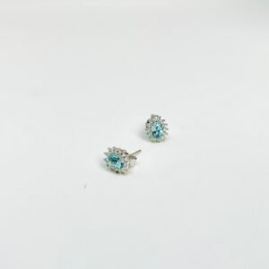 Caravana de plata y topacio celeste