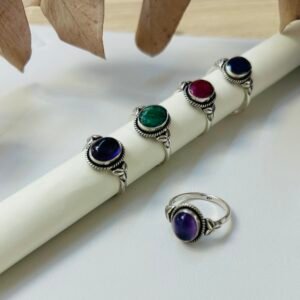 anillos de plata y piedras naturales