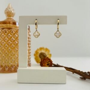 Caravanas de oro 10k y nácar