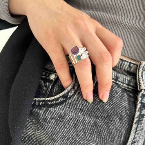 anillo de plata con amatista