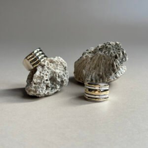 anillo de plata y apliques 18k